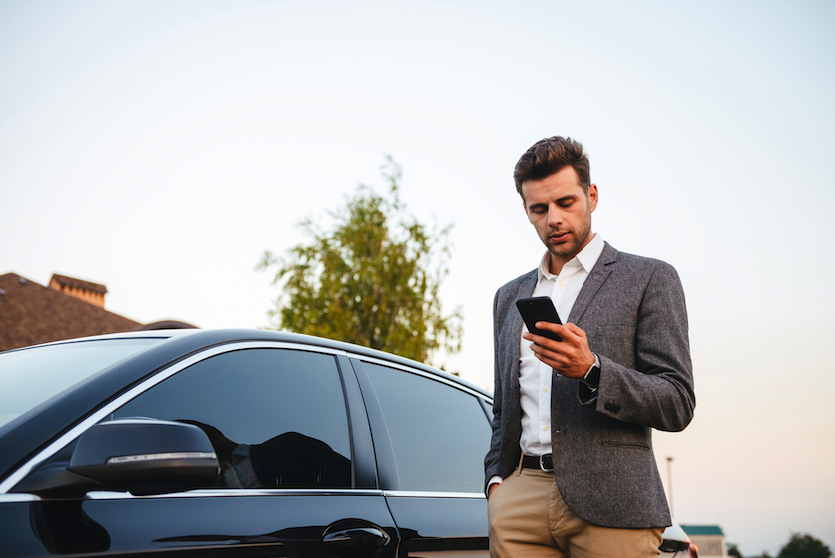 Man suit with phone Man suit with phone